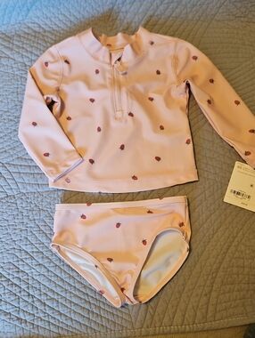Infant Strawberry Print Long Sleeve Rashguard Set